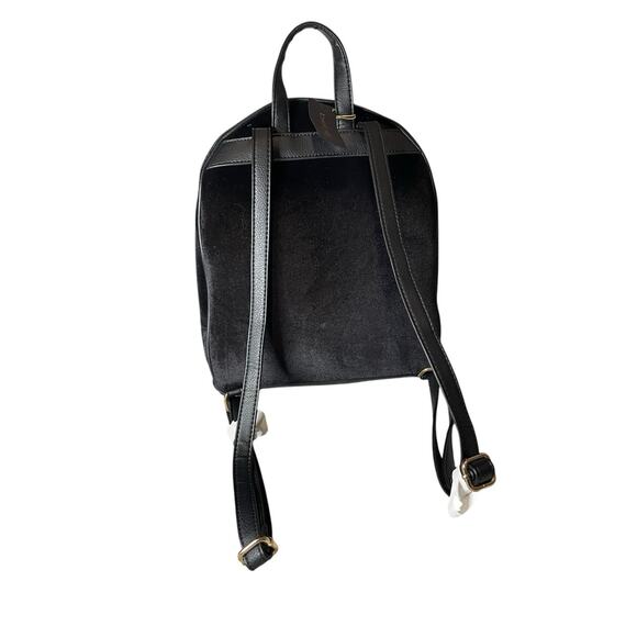 Bebe Small Black Velvet Backpack 11.5” - Picture 3 of 5